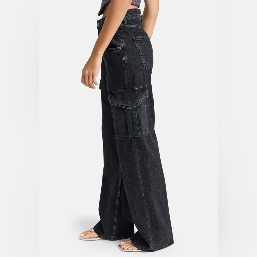 Agolde Black Wide-Leg Cargo Jeans - Picture 2 of 3